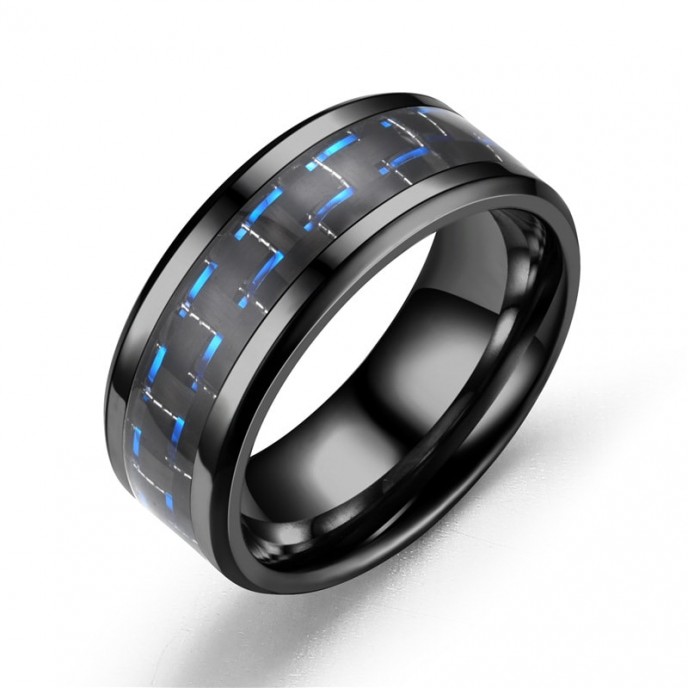 Tri-color Carbon Fiber Couple's Ring Titanium Steel Ring