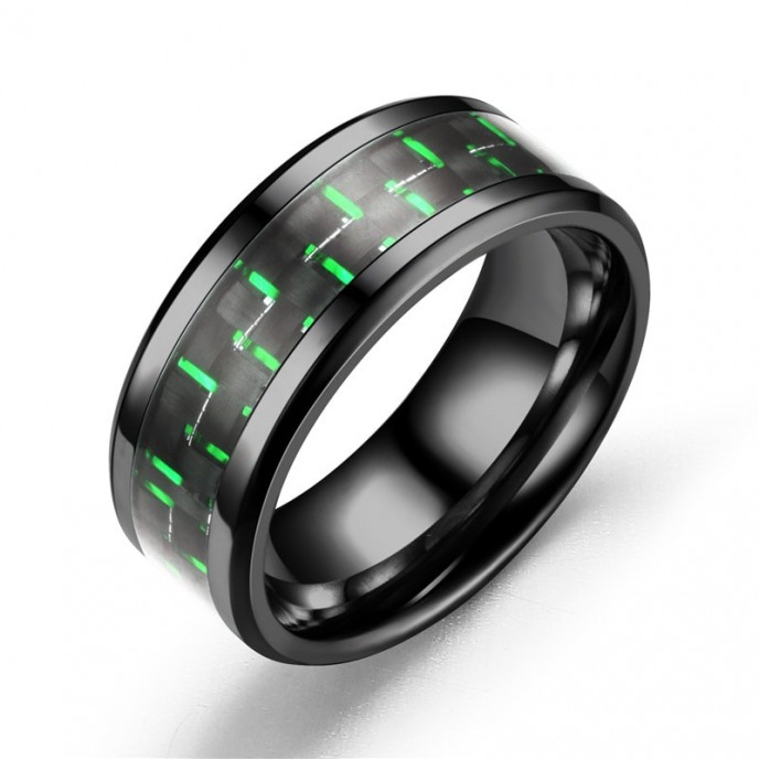 Tri-color Carbon Fiber Couple's Ring Titanium Steel Ring