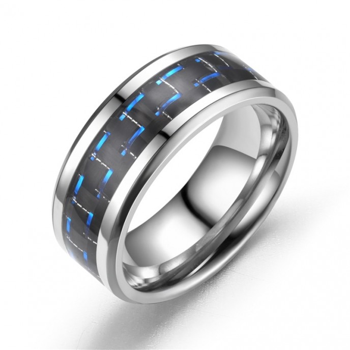 Tri-color Carbon Fiber Couple's Ring Titanium Steel Ring