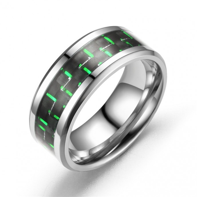 Tri-color Carbon Fiber Couple's Ring Titanium Steel Ring