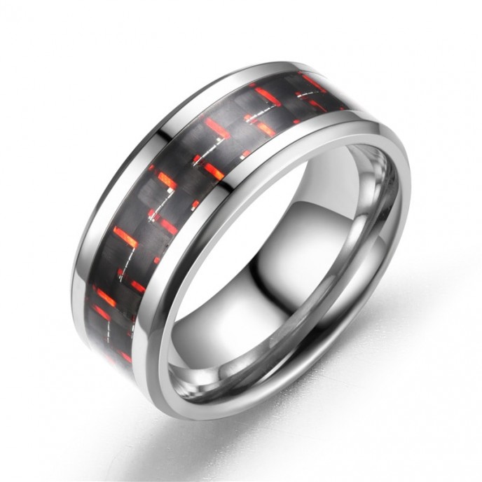 Tri-color Carbon Fiber Couple's Ring Titanium Steel Ring